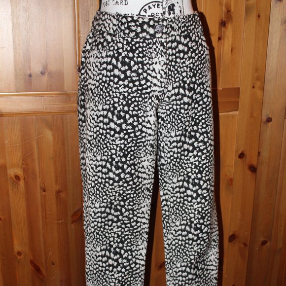 Cache Pants - Vintage Cache Black/White Paint Splattered Pattern Pants Size 6